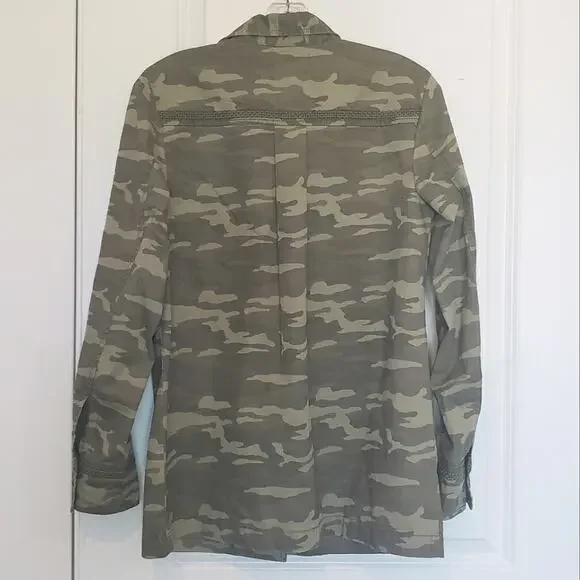 Caslon Nordstrom Camo Lightweight Utility Pocket Jacket Embroidered XS - Picture 7 of 11